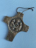Crucifix miniatural din bronz masiv
