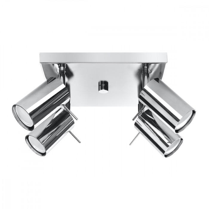 Lustră De Tavan Ring Crom Oțel 4 Becuri Tub Modern De Interior