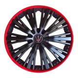 Set 4 capace roti VELAR Pulse Red, design Sport cu accente rosii, ABS rezistent, Universal, pentru jante R15