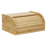Cutie pentru paine din bambus cu capac glisant si raft superior, 38x28x18 cm