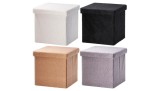 Cumpara ieftin Set 4 tabureti pliabili cu spatiu depozitare textil multicolor 38 x 38 x 38 cm