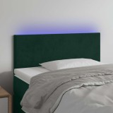 vidaXL Tăblie de pat cu LED, verde &icirc;nchis, 100x5x78/88 cm, catifea 3121377