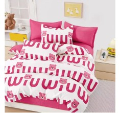 Lenjerie pat single,bumbac finet,4 piese,cearceaf cu elastic 140x200cm,cearceaf pilota 150x220cm,2 fete de perna 50x80cm-A1155