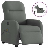 vidaXL Fotoliu electric de masaj rabatabil, gri &icirc;nchis, textil