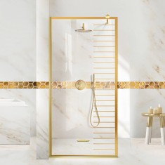 Paravan dus walk-in Aqua Class &reg; Gold, model Supreme auriu, sticla clara, securizata, 50x195 cm