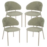 Set 4 scaune dining Lipis verzi, tapitate textil, cu cadru metalic