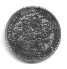 Marea Britanie - Myths and Legends - 2023 MERLIN - 1OZ .999 Fine Silver 2 Pounds