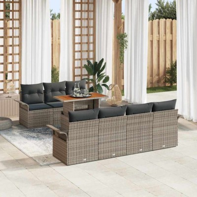 vidaXL Set de canapele pentru grădină 8 pcs Gri Rattan poli foto