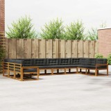 vidaXL Set de canapele de exterior cu pernă 10 pcs Natural și Antracit 3368230