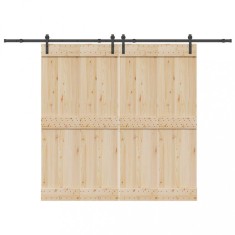 vidaXL Set feronerie pentru uși glisante, negru, 305 cm, oțel 3295775