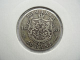 ROMANIA - 50 BANI 1881 , AG835 , CAROL I, LCP1.45