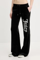 Juicy Couture pantaloni de trening din velur pentru copii LAYLA CAVIAR femei, culoarea negru, cu imprimeu, JCBBJ125806