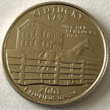 AMERICA QUARTER 1/4 DOLLAR 2001 LITERA P.(VECHEA MEA CASA KENTUCKY,) PL. PLATINA, America de Nord, Cupru-Nichel