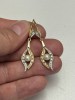 Cercei Aur 14K cu Zirconia si Perle Cultură, Vintage Grecia, 5.5g
