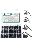 Set de șuruburi cu cap hexagonal din oțel carbon 12.9, piulițe și rondеле, 1274 bucăți