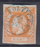 ROMANIA1871 LP 31 REGELE CAROL I CU BARBA 10 BANI PORTOCALIU STAMPILAT FALTICENI