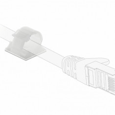 Set 10 bucati suport cu adeziv/surub pentru cablu flat/plat, Delock 60178