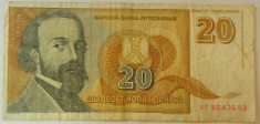 Bancnota 20 DINARI NOI / NOVI DINARA - YUGOSLAVIA, anul 1994 *cod 374 foto