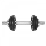 Gantera 7 kg, set 4 discuri, argintiu/negru, din otel, 35x14x14cm, DHS