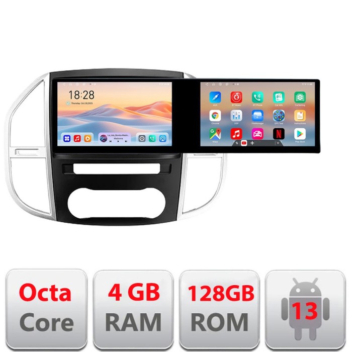 Navigatie Mercedes Vito w447 2016- Edotec 2 ecrane 8 core 4+128 21.6 inch Incell android Wifi 5Ghz gps internet Kit-w447 CarStore Technology