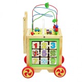 Cumpara ieftin Antepremergator Lemn cu Activitati Educative Toy, Cub Multifunctional, Ceas, Abac, Labirint, Cifre, Animale, 49.5x29x26.7 cm