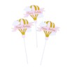 Set 3 toppere pentru tort, flippy, model balon cu aer cald happy birthday, tematica aniversare, roz