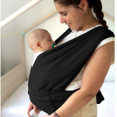 Sistem de purtare wrap elastic pentru bebelusi BabyJem (Culoare: Negru)