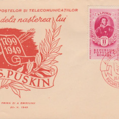 1949 Romania - FDC A. S. Puskin LP 254