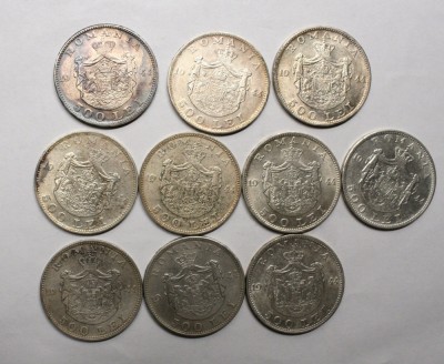LOT-10x 500 LEI 1944.ARGINT.MAJORITATEA CU DETALII BUNE.PRET ARGINT IN CRESTERE foto
