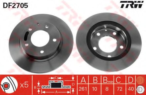 Disc frana MAZDA PREMACY (CP) (1999 - 2005) TRW DF2705