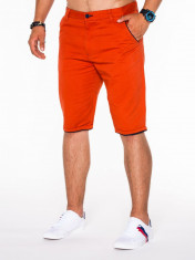 Pantaloni scurti pentru barbati, portocaliu, casual, model de vara, slim fit, buzunare laterale - P520 foto