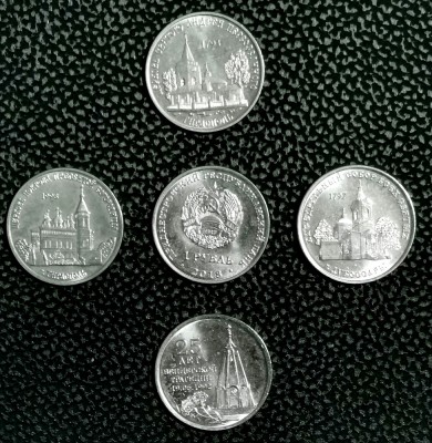 SV * Transnistria / MOLDOVA * LOT 4 x 1 RUBLA 2018 * BISERICI ORTODOXE * AUNC + foto