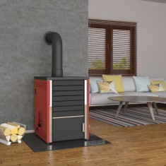 Pachet Centrala pe lemne FORNELLO SAUNA RED 30 kw echipata cu pompa de circulare, boiler termoelectric 100l, vas expansiune si kit montaj