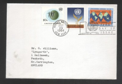 UN New York 1964 Definitives Mi.99 102-103 FDC UN.045 foto