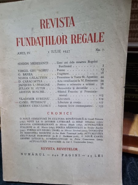 Revista Fundatiilor Regale - Anul IV 1 Iulie 1937 Nr. 7