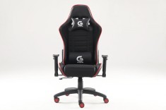 Scaun gaming GENATOR V9, piele ecologica ?i material textil, recliner, Negru/Ro?u Default Title foto