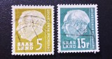 Germania Saarland 1957 Președintele Theodor Heuss 5F Galben și 15F Verde Lot 2 Valori Ștampilate - OREF1