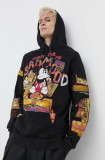 Cumpara ieftin Desigual hanorac de bumbac MICKEY BAD MOOD barbati, culoarea negru, cu glugă, cu imprimeu, 24SMSK15