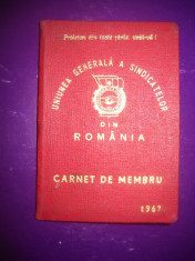 HOPCT CARNET DE MEMBRU SINDICAT UGSR ROMANIA 1967 CONSTANTA foto