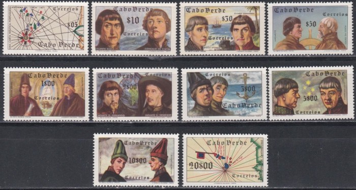 Capul Verde 1952 - Navigatori portughezi, RARA (2 val. cu sarniera), MNH/MH