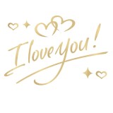 Cumpara ieftin Sticker decorativ auriu 28x19.5cm I Love You inimioare vinil autoadeziv perete usa