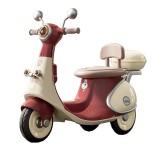 Motociclet&Auml; electric&Auml; cu 3 roti, flippy, acumulator &Atilde;ncarcare, anti-rasturnare, lumini, sunete, baterie 6v 7ah, telecomanda, 95x67x36cm, rosu