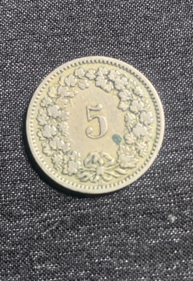 Moneda 5 rappen 1883 Elvetia foto