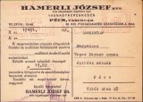 A1061 Tipizat Hamerli J&oacute;zsef Vasnagykeresked&eacute;s, P&eacute;cs, 1942