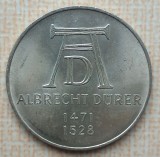 (A407) MONEDA DIN ARGINT GERMANIA - 5 MARK 1971, LIT. D, ALBRECHT DURER