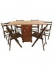 Set masa plianta cu spatiu depozitare, usa si sertar, Pal Melaminat, 160x96x80 cm si 6 scaune pliante lemn, tapitate cu piele ecologica, wenge