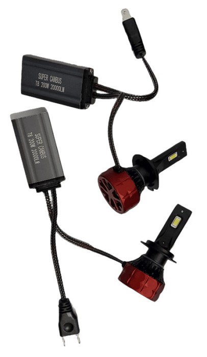 Set 2 becuri LED H7, T8, canbus 100%, 200W, 6000k, 30000h, 20000Lm, 12V