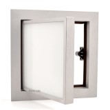 Usa Vizitare Aluminiu Mat cu Sticla Alba 30x30 cm Acces Apometru Revizie Mascare Instalatii Baie Bucatarie