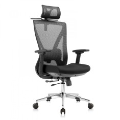SCAUN ERGONOMIC LUCA CU BAZA CROM, NEGRU