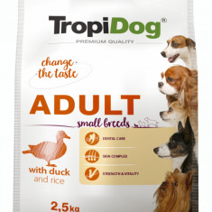 Hrana uscata pentru caini TropiDog, Premium Adult, tale mica, rata & orez, 2.5 kg AnimaPet MegaFood